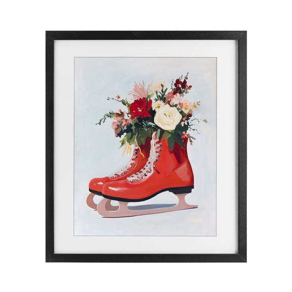 Stupell Industries French Country Floral Ice Skates Black Framed Print Under Glass, 13 x 16, by The Prints Vibe