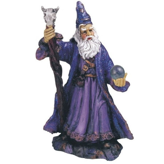 FC Design 4"H Purple Wizard with Magic Wand and Glass Ball Statue Fantasy Decoration Figurine