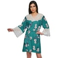 thumbnail image 1 of Moomaya Printed Cotton Venice Lace Bridesmaid Robe Short Robes For Women, 1 of 6