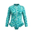 thumbnail image 4 of NAFUU Girls Swimsuit Long Sleeve O-Neck Zipper One Piece Swim Suits Summer Floral Print Bathing Suitss For Kids Swim Wear Swimwear For Girl Sizes 6-7 Years, 4 of 4