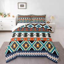 Homewish Teens Hippie Aztec 3 Pieces Queen Comforter Set,Exotic Style Ultra Soft Bedding Sets,Bohemian Tribal Theme Bedding Comforter Set Breathable,Breathable Home Decor,Reversible