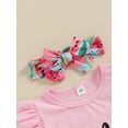 thumbnail image 6 of Suealasg Newborn Baby Girl Birthday Outfits Fly Sleeve Letter Print Romper +Watermelon Print Shorts+Headband 6M 12M 18M Infant Girl Summer 3Pcs Clothes, 6 of 9