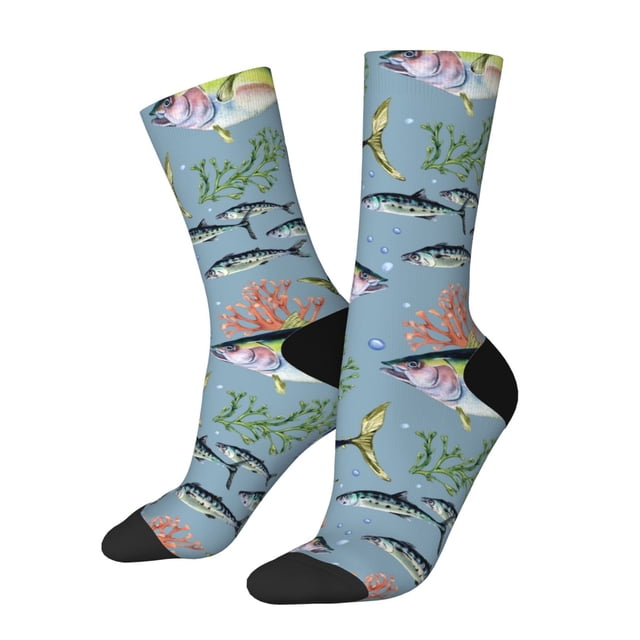 Balery Various Wild Sea Fish Calcetas Largas con Estampado para Hombre y Mujer – Suaves y Transpirables, Talla Única (US 5-11)