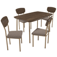 thumbnail image 6 of UHOMEPRO Dining Table Set for 4, Farmhouse Kitchen Table with 4 Fabric Upholstered Chairs, Curved Table Design, Dining Room Table Set for Dining Room, Kitchen and Apartment, Walnut+Beige, 6 of 7