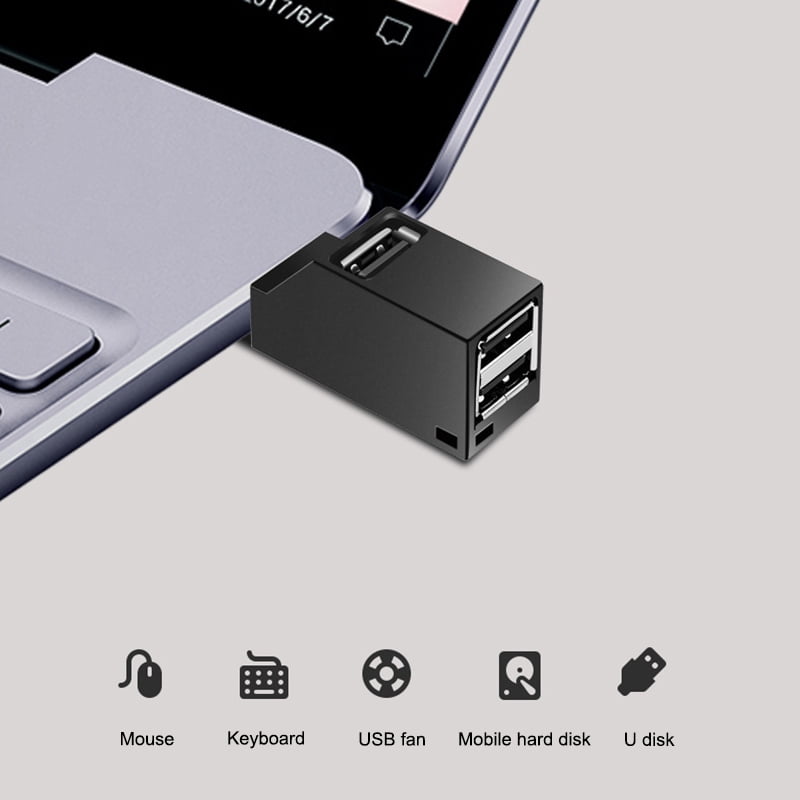Mini USB 2.0 Hub 3 Ports Splitter High Speed for PC Computer Laptop Notebook NEW 