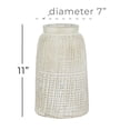 thumbnail image 4 of DecMode 11" Textured Crosshatch White Ceramic Vase with Crosshatch Design, 4 of 12