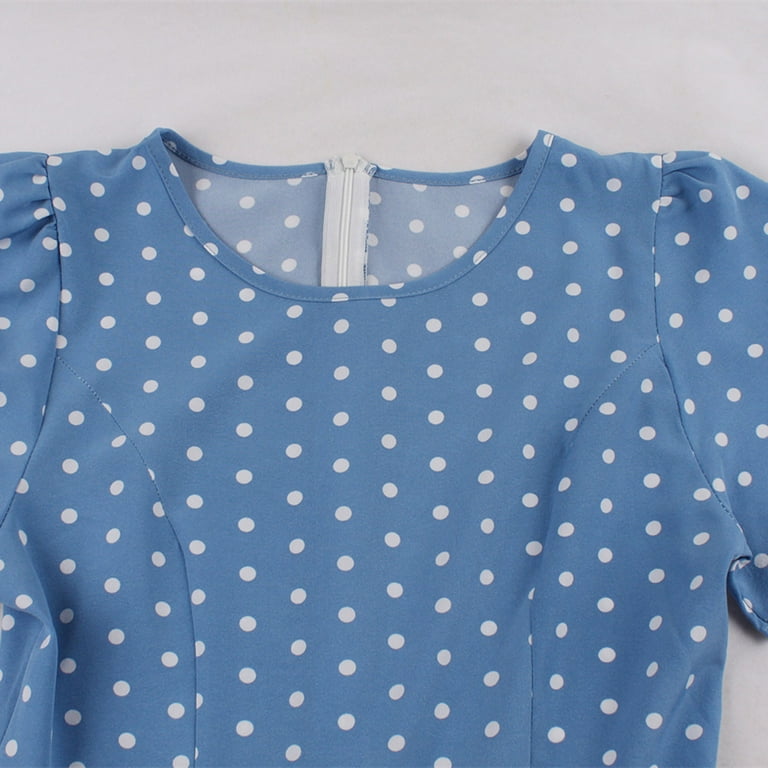 XFLWAM Women's 1950s Retro Rockabilly Crew Neck Short Sleeve Dress Polka Dot Vintage Cocktail Party Swing Dress Blue XL - Walmart.com XFLWAM Women's 1950s Retro Rockabilly Crew Neck Short Sleeve Dress Polka Dot Vintage Cocktail Party Swing Dress Blue XL - Walmart.com
