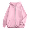 thumbnail image 5 of Holzkary Hoodies for Women Full Zip Up Loose Sweatshirts Jackets Women's Fashion Casual Letter Print Sweatshirt with Zipper Casual Comfy Gym Tops Fall Outfits Winter Clothes 2025 Pink M, 5 of 5
