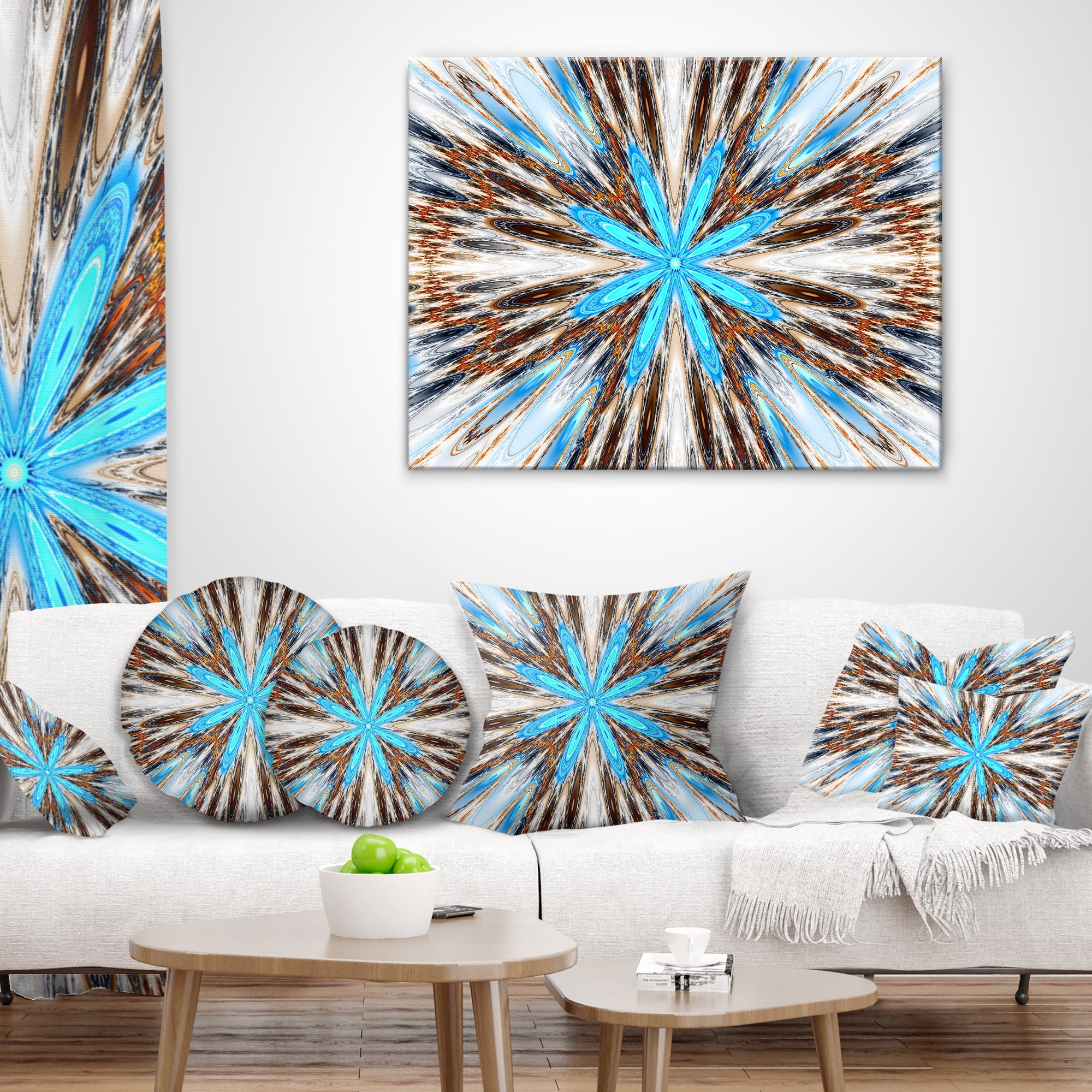 Designart Flowers with Radiating Rays - Abstract Throw Pillow - 12x20