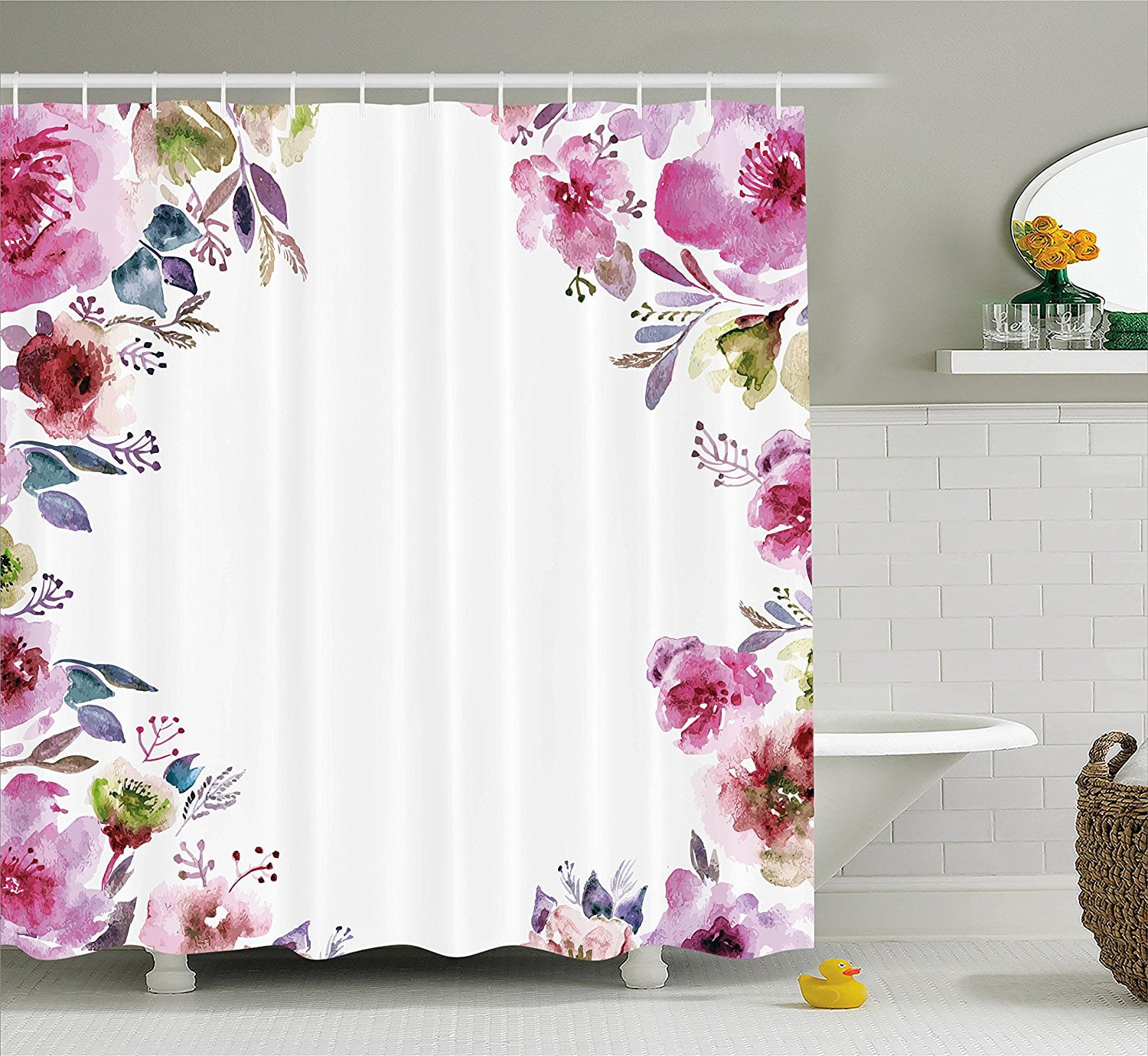 Floral Shower Curtain by , Flower Background with Florets ...