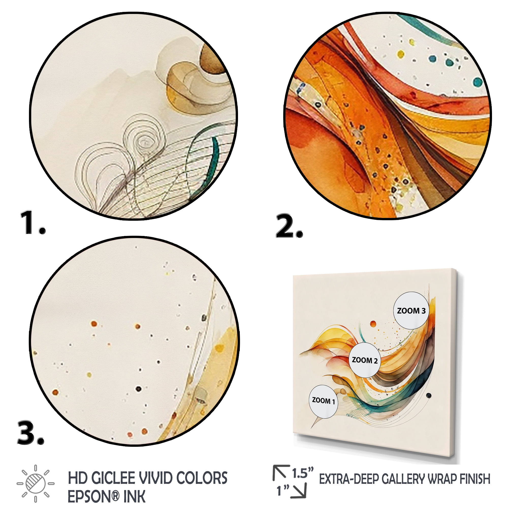 Designart Burnt Orange Waves Abstract II Canvas Wall Art