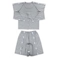 thumbnail image 7 of mihongmao Summer Two Piece Sets for Men Casual Outfits Men's Solid Color Pocket Full Open Short Sleeve Round Neck T-Shirt with Elastic Waist Shorts Sets Gray M, 7 of 7