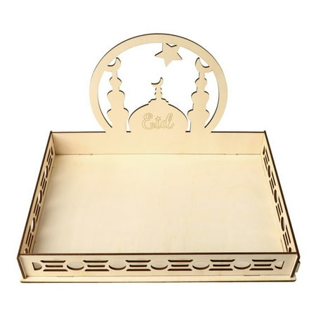

Eid Mubarak Decorations Wooden Food Serving Tray Moon Star Shape Pastry Tray Table Decoration Rustic Biscuit Snack Dessert Tray