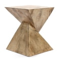 thumbnail image 4 of LuxenHome Brown Faux Wood MgO Angular Square Side Table, Indoors and Outdoors, 4 of 10