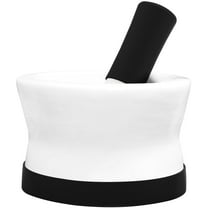 EZ-Grip Silicone & Porcelain Mortar and Pestle With Non-Slip Detachable Silicone Base - New Design Best For Guacamole - Dishwasher Safe by Cooler Kitchen
