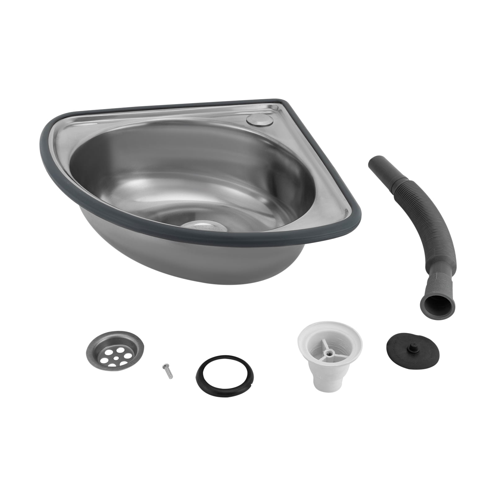 Stainless Steel Fan-Shaped Basin – 12.2" Single Bowl, Wall/Countertop Mount, Anti-Rust Design – for Kitchen & Bathroom Sinks
