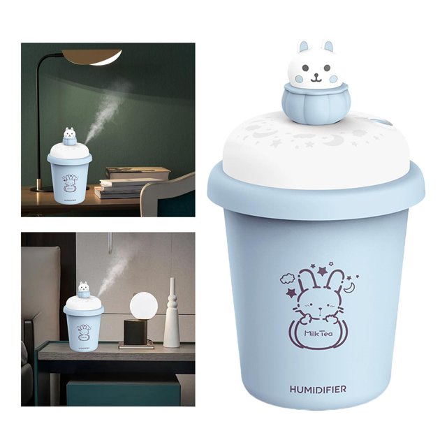 Humidificador portátil de agua de 300 ml Difusor de aire silencioso con funcionamiento silencioso para Guardería Hogar Escritorio Bebé Azul Baoblaze Humidificador portátil