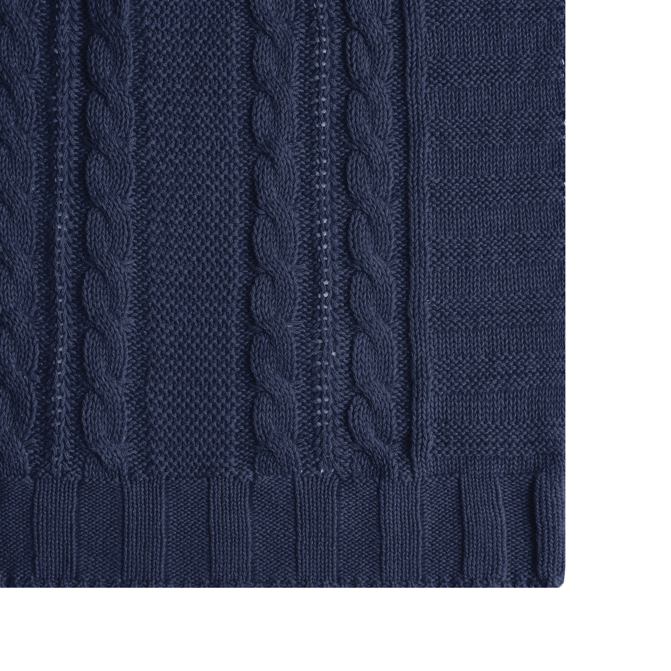 VCNY Home Dublin Navy Cable Knit Cotton Throw, 50" x 70"