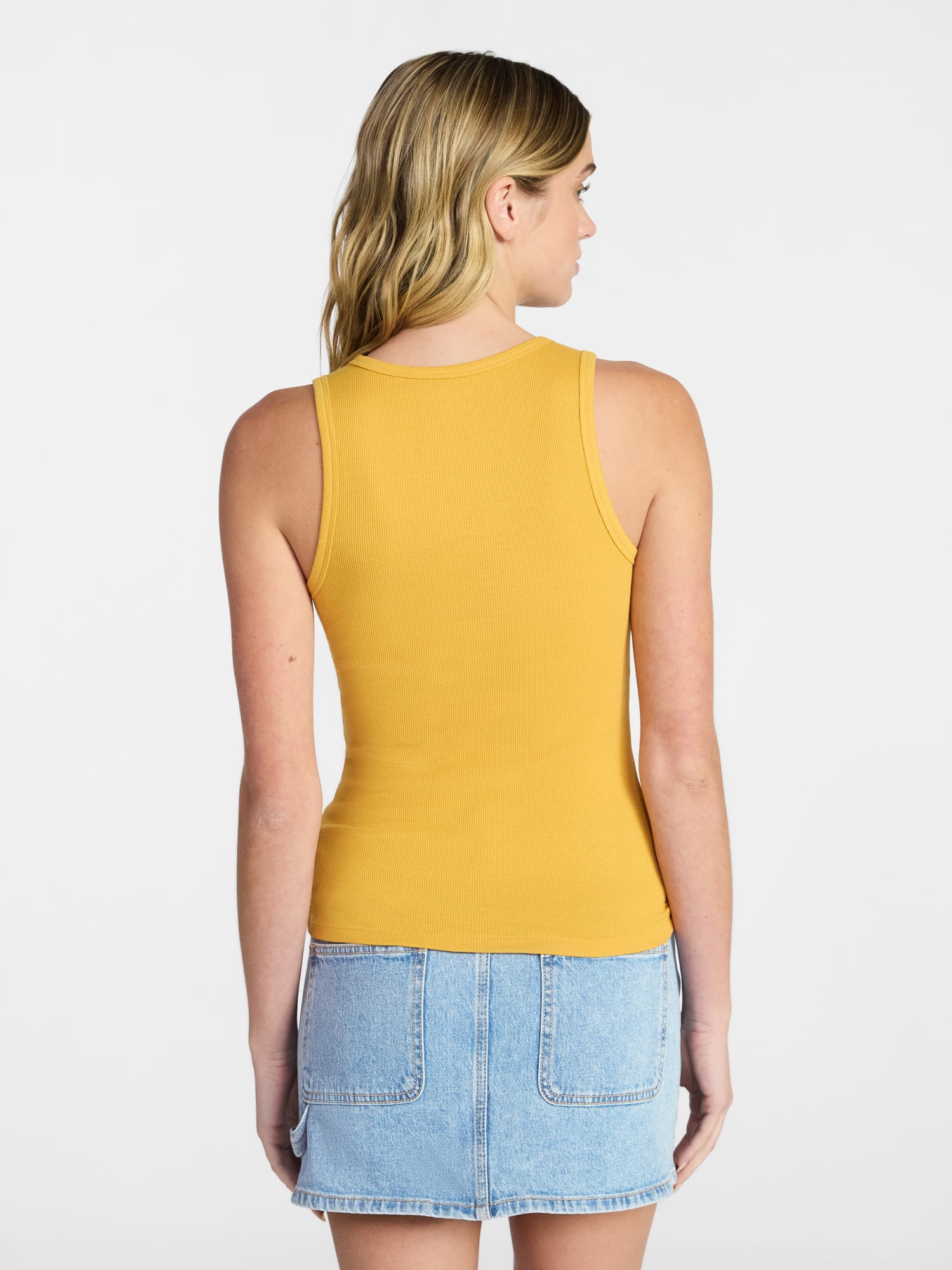 No Boundaries Ribbed High Neck Tank Top, Women's XXS-XXL