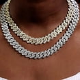 thumbnail image 2 of ULJ 14mm Prong Miami Cuban Link Chain Iced Out Necklace Silver Color Bling Rhinestones for Women Man Hip Hop Jewelry, 2 of 7