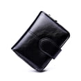 thumbnail image 2 of Simple Design Leather Wallet Foldable Money Change Storage Purse Party Credit Debit Card Holder Zipper Closure Bag Black, 2 of 11