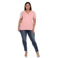 thumbnail image 4 of White Mark Women's Keyhole Neck Cutout Short Sleeve Top, 4 of 6
