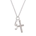thumbnail image 2 of Delight Jewelry Silvertone Long Curly Clef Everlasting Love Engraved Cross Zoey Necklace, 28", 2 of 4