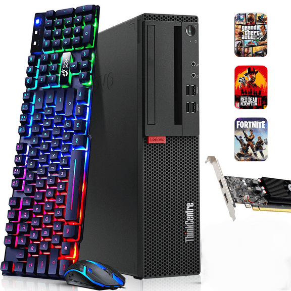 Restored Lenovo M800/M900 Gaming Desktop Computer PC, Intel Quad Core i5-6500 upto 3.60GHz, 32GB DDR4 Ram, 1TB SSD, Wi-Fi, NVIDIA GTX 1050 Ti, BTO RGB Keyboard & Mouse, Windows 11 Pro (Refurbished)