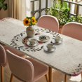thumbnail image 3 of Pink Roses Table Cloths for 8 Foot Rectangle Tables, Spring Horseshoes Floral Leaves Vintage Patio Waterproof Elastic Fitted Tablecloths, Washable Rectangular Table Cover for Camping, 3 of 8