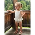 thumbnail image 3 of BemeyourBBs Newborn Baby Girls Knitted Sweater Romper Sleeveless Square Neck Ruffle Bodysuit Jumpsuit Playsuit Infant Baby Girl Fall Spring Summer Clothes, 3 of 9