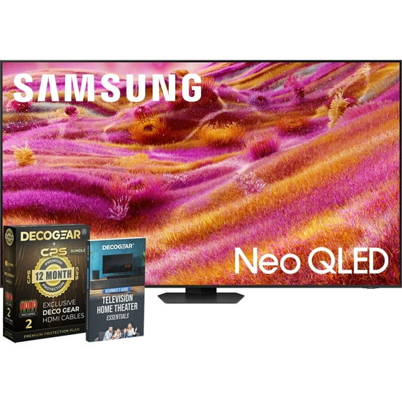 SAMSUNG 65" Neo QLED 4K QN90F Smart TV (2025) Vision AI, Neo Quantum HDR , Glare-Free Bundle with CPS Exclusive 1-Year Protection & Deco Gear Complete Home Theater Beginner's Guidebook