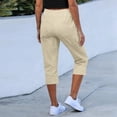 thumbnail image 7 of Women's 2026 Trendy Capris Drawstring Waist Casual Lightweight Capri Pants Summer Capris with Pockets Loose Fit Trousers Khaki XL, 7 of 7