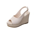 thumbnail image 2 of Viluyesy Womens Wedge Sandals, Adjustable Strap Peep Toe Slingback Thick Sole Fashion Dress Shoes Beige US7.5, 2 of 9