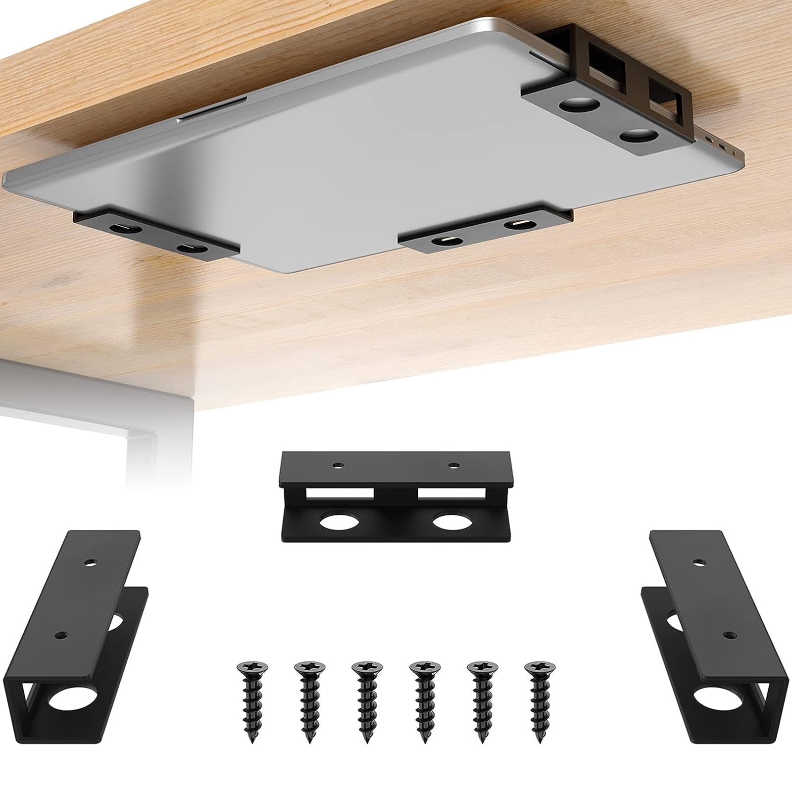 Pack of 3 Sturdy Carbon Steel Under Desk Laptop Holder Multipurpose Storage Rack for Home Office and Study Area