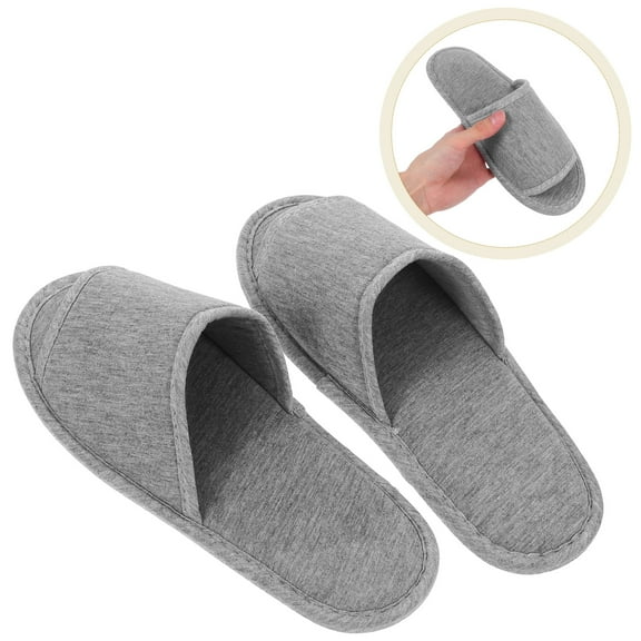 FRCOLOR Folding Slippers for Travel Grey Lightweight Portable Eva Waterproof Sandals with Cotton