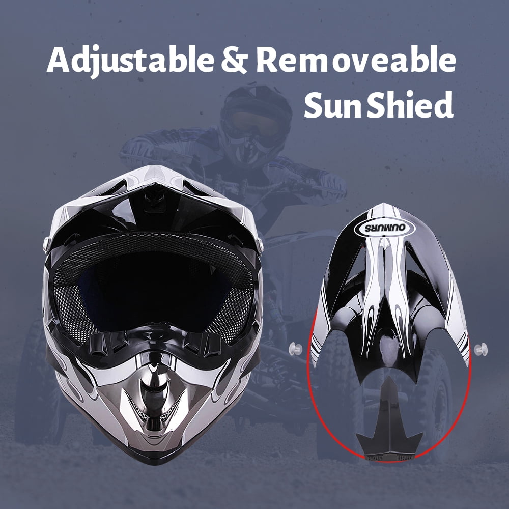 Oumurs DOT Motocross Motorcycle Helmet Open Face Off-road Dirt Bike ATV Helmet Unisex Adult Black M L XL XXL