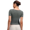 thumbnail image 2 of CRZ YOGA Softembrace Tops for Women Casual Soft Going Out Short Sleeve Shirts Sexy U Neck Tight Fitted Tees, 2 of 5