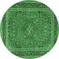 thumbnail image 1 of Ahgly Company Indoor Round Medallion Emerald Green Traditional Area Rugs, 6' Round, 1 of 4