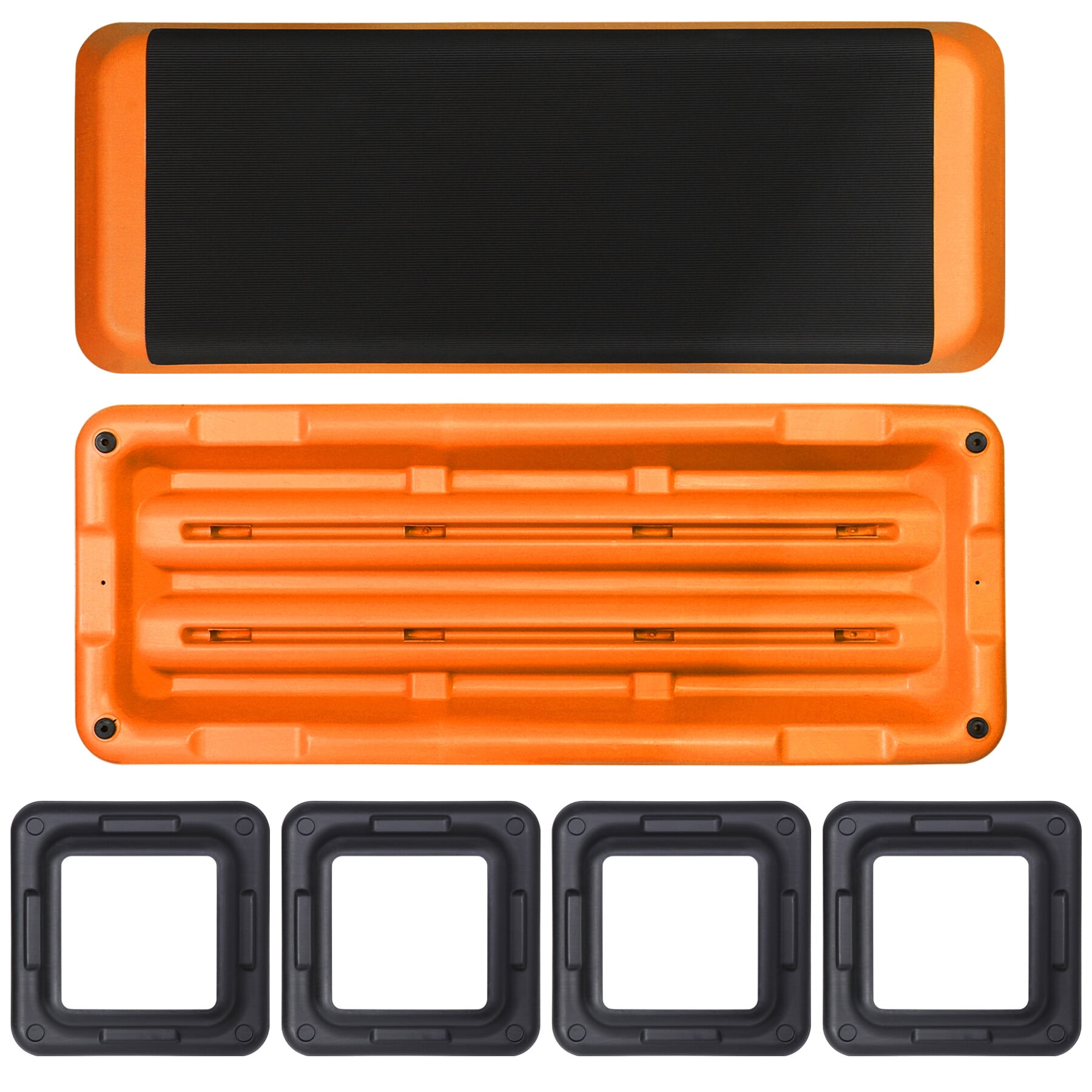 ZENSTYLE 43'' Aerobic Exercise Stepper Platform Adjustable Fitness Stepper W/4 Risers Orange