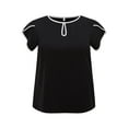 thumbnail image 4 of DARING DIVA Women's Plus Tops Keyhole Crew Neck Tulip Blouses 4X Black, 4 of 5