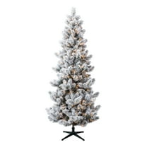 7.5' Pre-Lit Warren Pine Green Flocked Artificial Christmas Tree with Color-Changing LED Lights, by Holiday Time