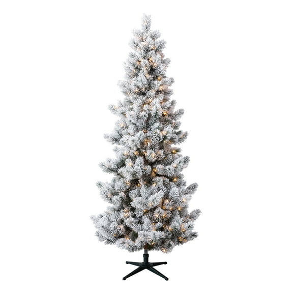 7.5' Pre-Lit Warren Pine Green Flocked Artificial Christmas Tree with Color-Changing LED Lights, by Holiday Time