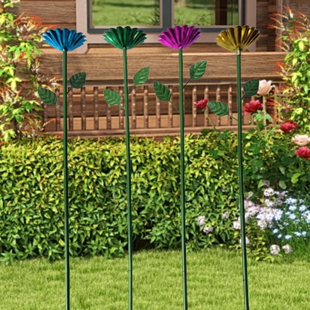 Tazón de comederos para pájaros de 4 piezas con estaca de metal adorno de metal baños de aves para al aire libre para patio de césped de