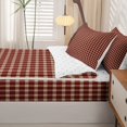 thumbnail image 5 of Manfei Retro Grid Zipper Full Size Comforter Sets with Fitted Sheet and 2 Pillowcases,Classic Plaid Zipper Bedding Set,Red Beige,Reversible,4pcs, 5 of 8