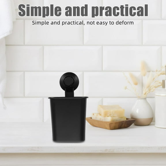 LEDMOMO Toothbrush Holder and Toothpaste Dispenser Black PVC 1Pcs