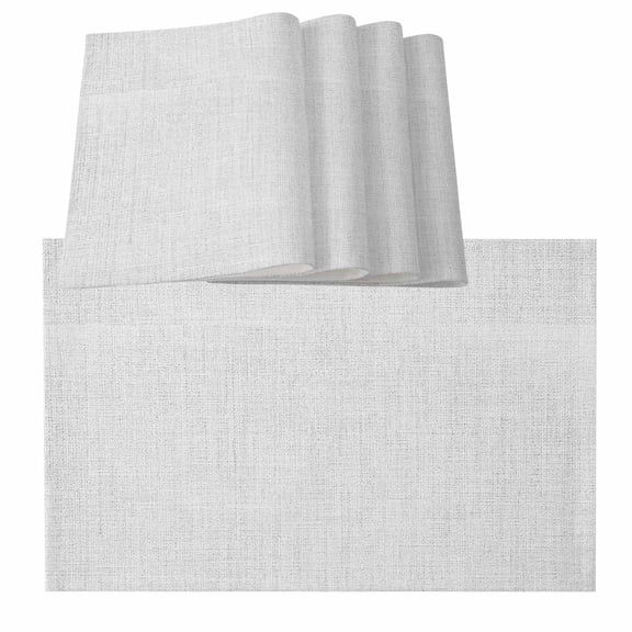 Table Placemats Set of 4,Farmhouse Light Gray Flax Non-Slip Kitchen Dining Tables Place Mat,Retro Linen Burlap Texture Washable Table Mats for Home Dinner Holiday Party Banquet