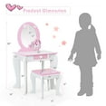 thumbnail image 4 of Costway Kids Vanity Makeup Dressing Table Chair Set Wooden W/ Mirror Drawer White, 4 of 12