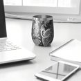 thumbnail image 3 of 12oz Stemless Wine Tumblers Black Paisley Pattern Vacuum Insulated Stainless Steel Travel Tumbler Cups Mug with Lid and Straw for Champaign,Cocktail,Beer with Cleaning Brush, 3 of 5