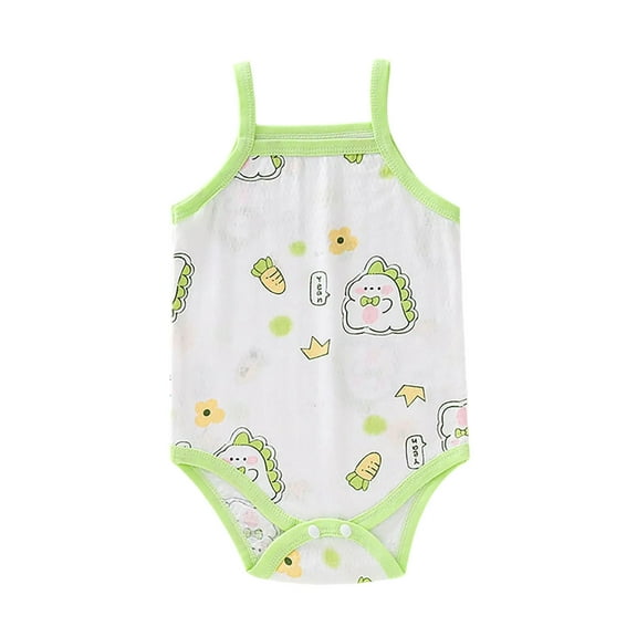 THDHVS Newborn Casual Outfits,Summer Onesies for Newborn ,Toddler Girls Boys Short Sleeve Print Color T-Shirt Round Neck Jumpsuit Romper Green 6-9 Months