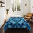 thumbnail image 4 of Blue Ombre Scale Tapestry for Bedroom Wall Hanging Tapestry, Abstract Art Ocean Coastal Ceiling Backdrop Tapestries Poster Blanket Wall Decor for Teens Room Living Room Dorm 51" x 59", 4 of 8